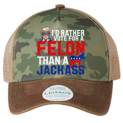 ID Rather Vote For A Felon Than A Jackass Trump Conviction Legacy Tie Dye Trucker Hat