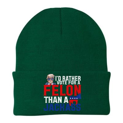 ID Rather Vote For A Felon Than A Jackass Trump Conviction Knit Cap Winter Beanie