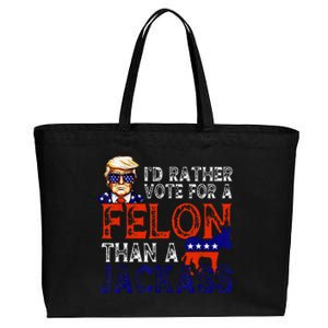 ID Rather Vote For A Felon Than A Jackass Trump Conviction Cotton Canvas Jumbo Tote