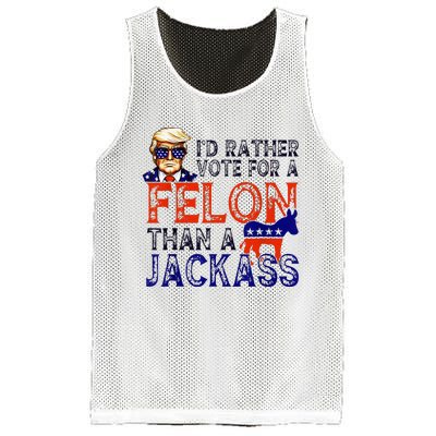 ID Rather Vote For A Felon Than A Jackass Trump Conviction Mesh Reversible Basketball Jersey Tank