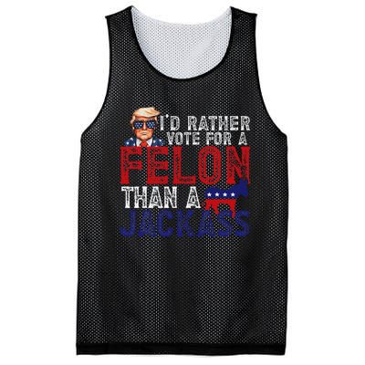 ID Rather Vote For Felon Than A Jackass Funny Trump 2024 Mesh Reversible Basketball Jersey Tank