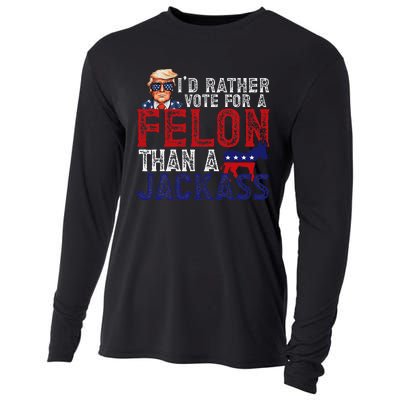 ID Rather Vote For Felon Than A Jackass Funny Trump 2024 Cooling Performance Long Sleeve Crew