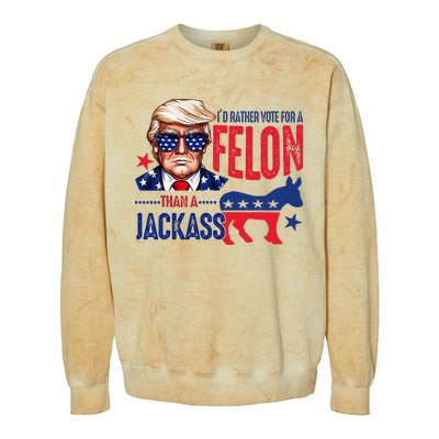 ID Rather Vote For Felon Than A Jackass Colorblast Crewneck Sweatshirt