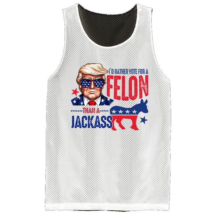 ID Rather Vote For Felon Than A Jackass Mesh Reversible Basketball Jersey Tank