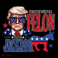 ID Rather Vote For A Felon Then For A Jackass Funny Trump T-Shirt
