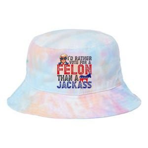 ID Rather Vote For Felon Than A Jackass Funny Trump 2024 Tie Dye Newport Bucket Hat