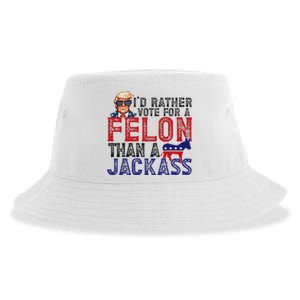 ID Rather Vote For Felon Than A Jackass Funny Trump 2024 Sustainable Bucket Hat