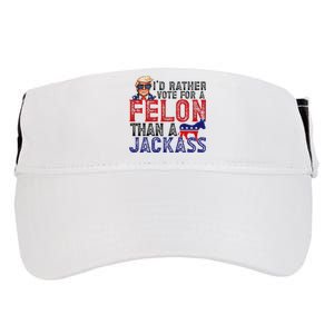 ID Rather Vote For Felon Than A Jackass Funny Trump 2024 Adult Drive Performance Visor