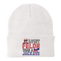 ID Rather Vote For Felon Than A Jackass Funny Trump 2024 Knit Cap Winter Beanie