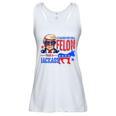 ID Rather Vote For Felon Than A Jackass Ladies Essential Flowy Tank