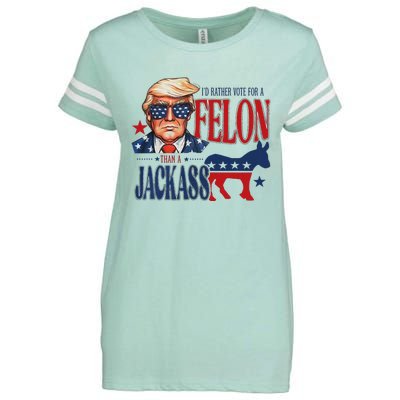 ID Rather Vote For Felon Than A Jackass Enza Ladies Jersey Football T-Shirt