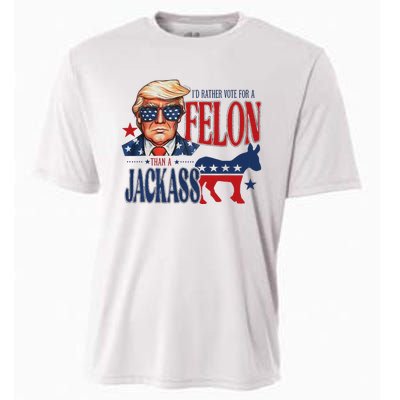 ID Rather Vote For Felon Than A Jackass Cooling Performance Crew T-Shirt