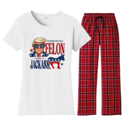 ID Rather Vote For Felon Than A Jackass Women's Flannel Pajama Set