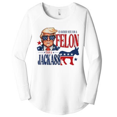 ID Rather Vote For Felon Than A Jackass Women's Perfect Tri Tunic Long Sleeve Shirt