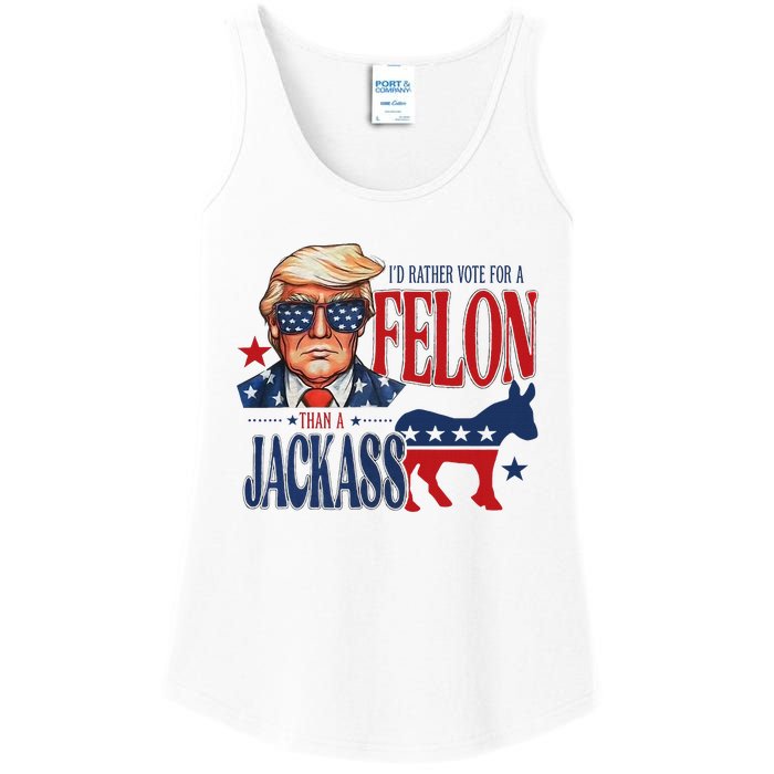 ID Rather Vote For Felon Than A Jackass Ladies Essential Tank