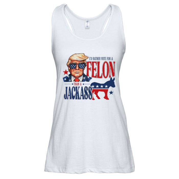 ID Rather Vote For Felon Than A Jackass Ladies Essential Flowy Tank