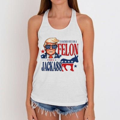 ID Rather Vote For Felon Than A Jackass Women's Knotted Racerback Tank