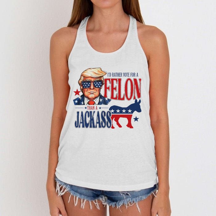 ID Rather Vote For Felon Than A Jackass Women's Knotted Racerback Tank