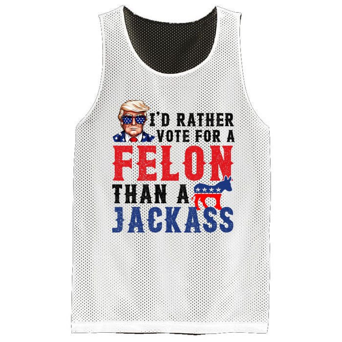 ID Rather Vote For Felon Than A Jackass Mesh Reversible Basketball Jersey Tank