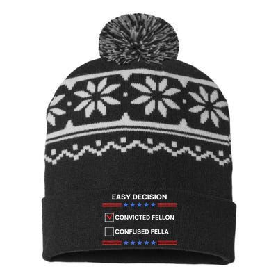 ID Rather Vote For Convicted Felon Than A Confused Fella USA-Made Snowflake Beanie