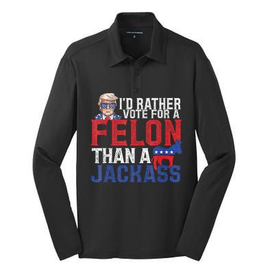 Id Rar Vote A Felon Than A Jackass Trump Silk Touch Performance Long Sleeve Polo