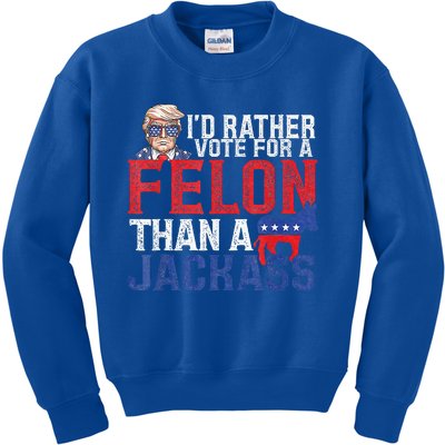 Id Rar Vote A Felon Than A Jackass Trump Kids Sweatshirt