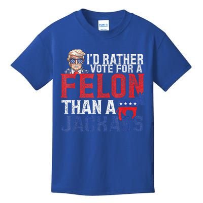 Id Rar Vote A Felon Than A Jackass Trump Kids T-Shirt