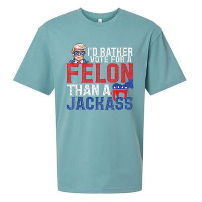 Id Rar Vote A Felon Than A Jackass Trump Sueded Cloud Jersey T-Shirt