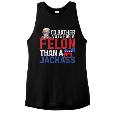 Id Rar Vote A Felon Than A Jackass Trump Ladies PosiCharge Tri-Blend Wicking Tank