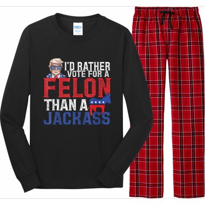 Id Rar Vote A Felon Than A Jackass Trump Long Sleeve Pajama Set