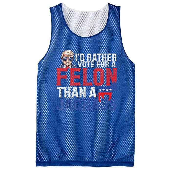 Id Rar Vote A Felon Than A Jackass Trump Mesh Reversible Basketball Jersey Tank