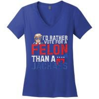 Id Rar Vote A Felon Than A Jackass Trump Women's V-Neck T-Shirt