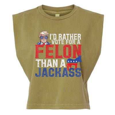 Id Rar Vote A Felon Than A Jackass Trump Garment-Dyed Women's Muscle Tee