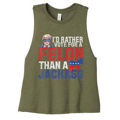 Id Rar Vote A Felon Than A Jackass Trump Women's Racerback Cropped Tank