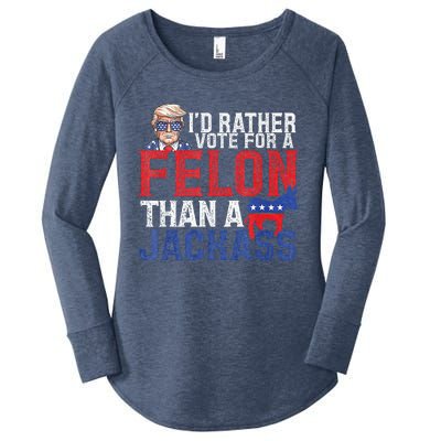 Id Rar Vote A Felon Than A Jackass Trump Women's Perfect Tri Tunic Long Sleeve Shirt