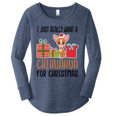 I Really Want A Chihuahua For Christmas Chihuahua Owner Gift Women's Perfect Tri Tunic Long Sleeve Shirt