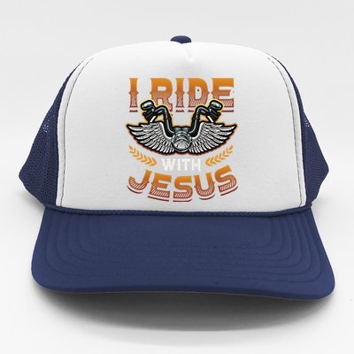 I Ride With Jesus Motorcycle Biker Christian Trucker Hat