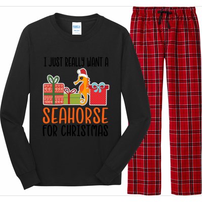 I Really Want A Seahorse For Christmas Holiday Seahorse Gift Long Sleeve Pajama Set