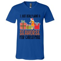 I Really Want A Seahorse For Christmas Holiday Seahorse Gift V-Neck T-Shirt