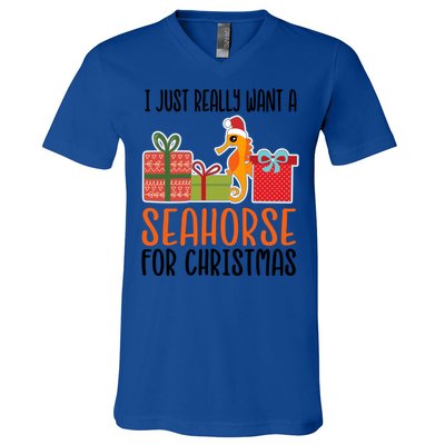 I Really Want A Seahorse For Christmas Holiday Seahorse Gift V-Neck T-Shirt