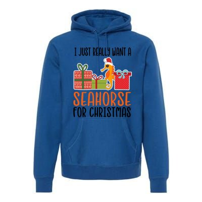 I Really Want A Seahorse For Christmas Holiday Seahorse Gift Premium Hoodie