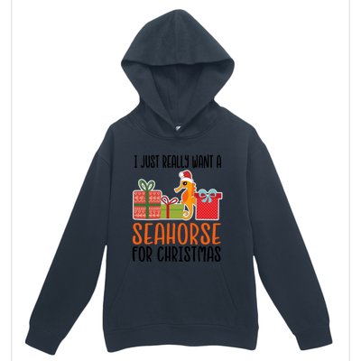 I Really Want A Seahorse For Christmas Holiday Seahorse Gift Urban Pullover Hoodie