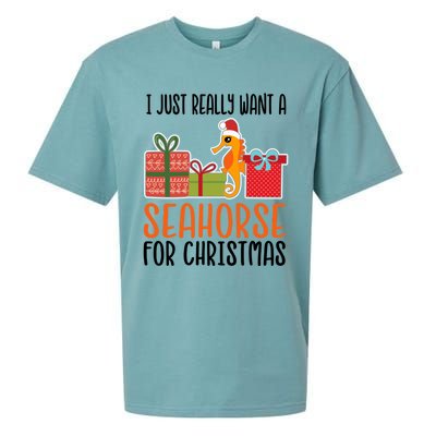 I Really Want A Seahorse For Christmas Holiday Seahorse Gift Sueded Cloud Jersey T-Shirt