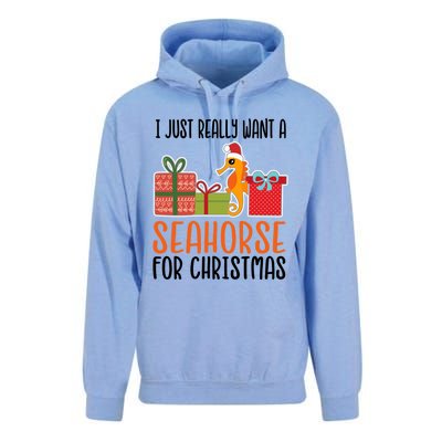 I Really Want A Seahorse For Christmas Holiday Seahorse Gift Unisex Surf Hoodie