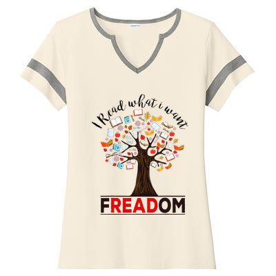 I Read What I Want Banned Books Week Ladies Halftime Notch Neck Tee