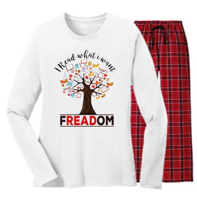 I Read What I Want Banned Books Week Women's Long Sleeve Flannel Pajama Set 