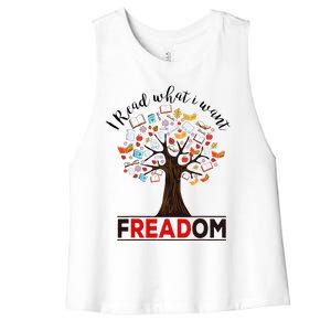 I Read What I Want Banned Books Week Women's Racerback Cropped Tank