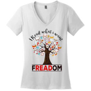 I Read What I Want Banned Books Week Women's V-Neck T-Shirt