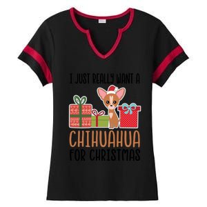 I Really Want A Chihuahua For Christmas Chihuahua Owner Gift Ladies Halftime Notch Neck Tee