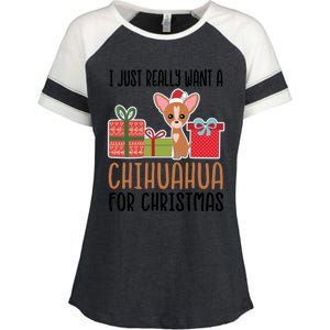 I Really Want A Chihuahua For Christmas Chihuahua Owner Gift Enza Ladies Jersey Colorblock Tee